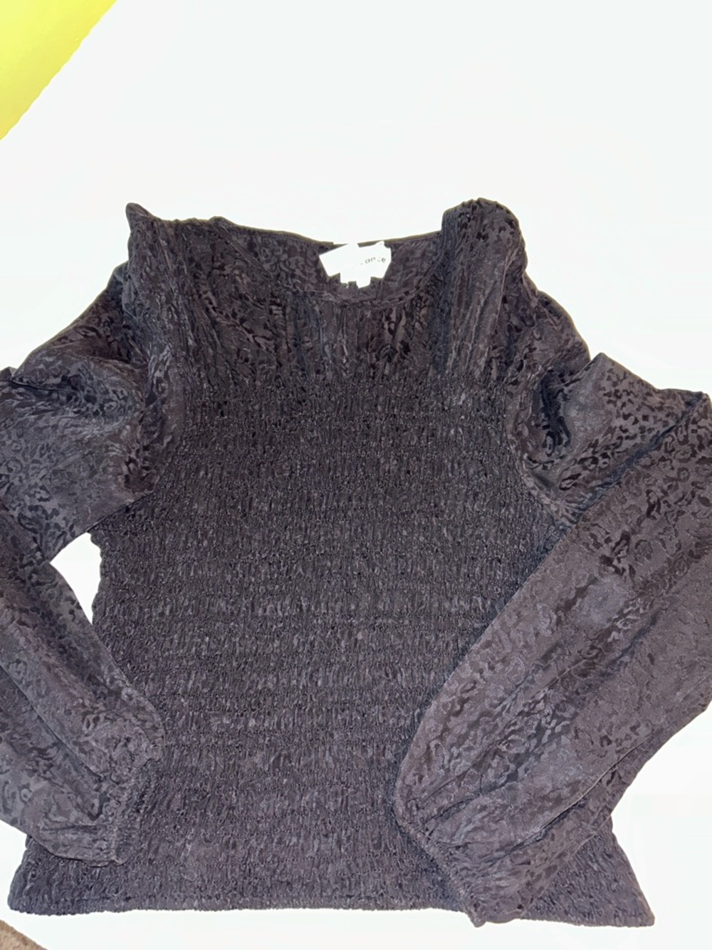 Women’s Black Smocked Long-Sleeve Blouse